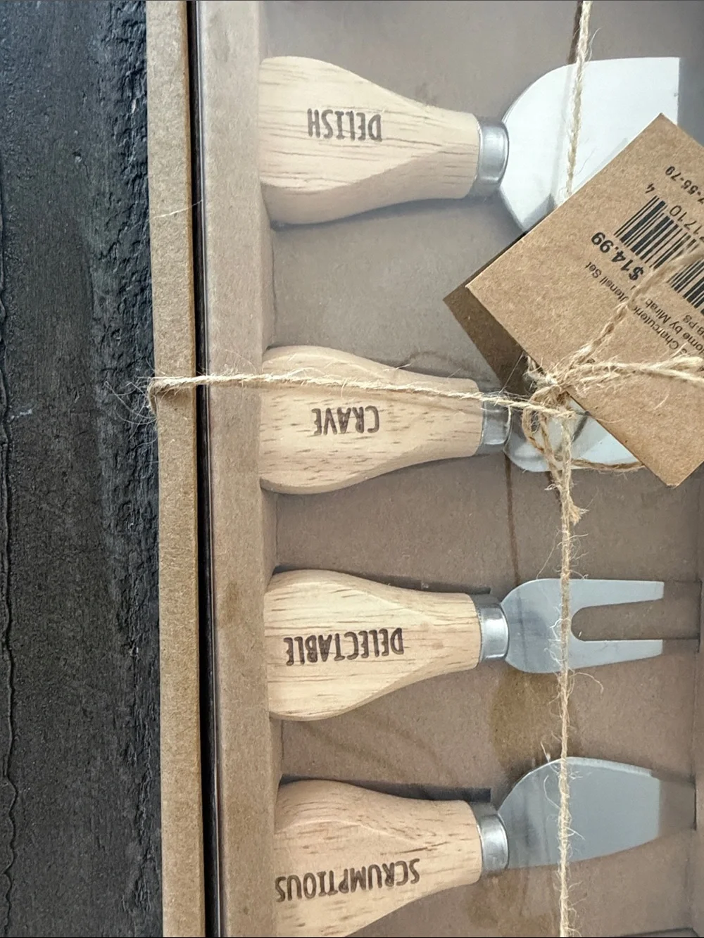 Wood Handle Cheese Knife Set with Natural Beige Handles